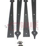 Set of 4 Decorative Carriage House Garage Door Hinges-Spear End